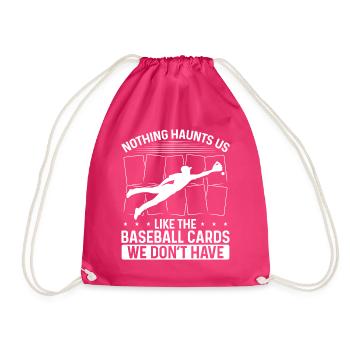 Funny Baseball Card Design - Drawstring Bag - fuchsia - Front