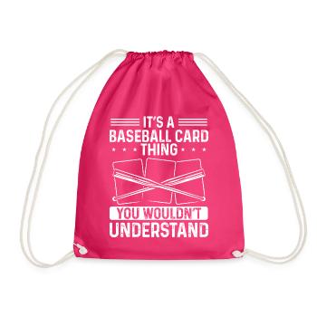 Funny Baseball Card Design - Drawstring Bag - fuchsia - Front