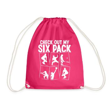 Funny Baseball Card Design - Drawstring Bag - fuchsia - Front