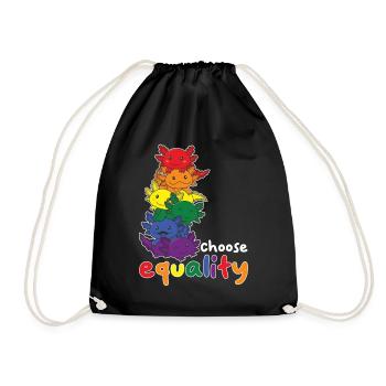 Regenbogen Axolotl Flag Pride LGBTQ süße Axolotls - Turnbeutel - Schwarz - Vorne