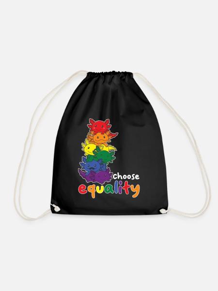 Regenbogen Axolotl Flag Pride LGBTQ süße Axolotls - Turnbeutel - Schwarz