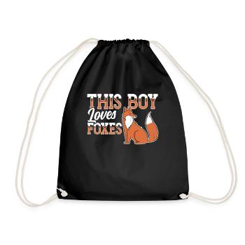 This boy loves foxes fox animal lover - Drawstring Bag - black - Front