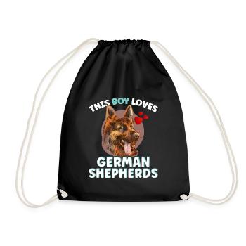 Ce garçon aime le chien de berger allemand mignon - Sac de sport léger - noir - Devant
