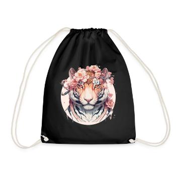 Aquarelle Fleur Tigre Chinois Zodiaque Signe Animal - Sac de sport léger - noir - Devant