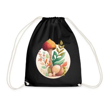 Cottagecore Champignon botanique Floral Forêt Plante - Sac de sport léger - noir - Devant
