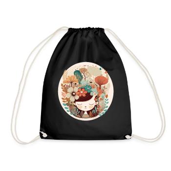 Cottagecore Girl Flower Forest Mental Health Aware - Sac de sport léger - noir - Devant