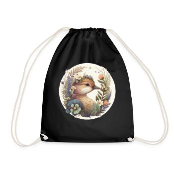 Cottagecore Cute Baby Duck Kawaii Duckling Anime - Drawstring Bag - black - Front
