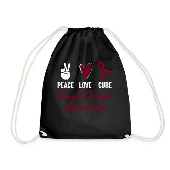 Peace, love, healing, throat cancer, - Drawstring Bag - black - Front