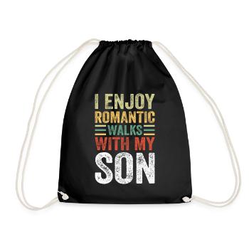 I Enjoy Romantic Walks With My Son - Father's Day - Drawstring Bag - black - Front