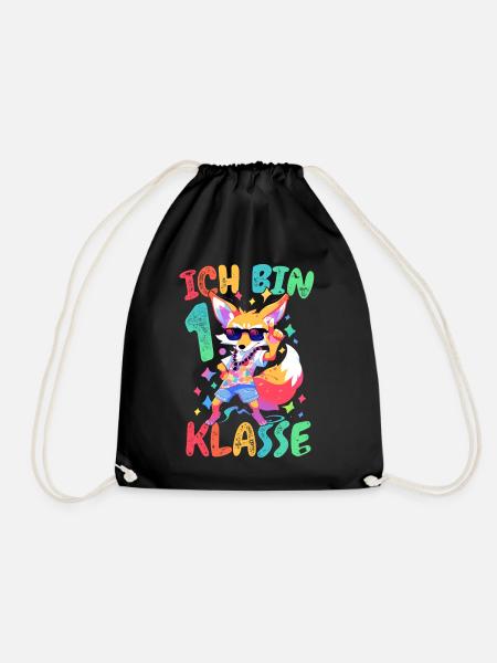 Ich Bin 1. Klasse Einschulung Fuchs Sonnenbrille - Turnbeutel - Schwarz