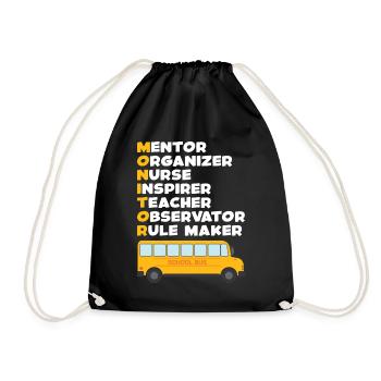 School Bus Monitor Bus Attendant School Transport - Drawstring Bag - black - Front