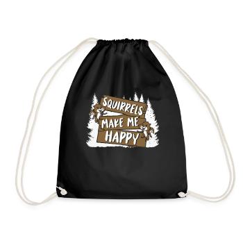 Squirrels Make Me Happy Grey Squirrel - Drawstring Bag - black - Front