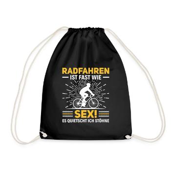 Radfahren ist wie Sex - Lustiges Fahrradfahrer - Turnbeutel - Schwarz - Vorne