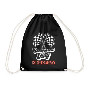 Kart Racing It's A Checkered Flag Kind Car Racing - Drawstring Bag - black - Front
