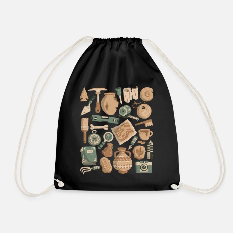 Archaeology - Drawstring Bag - black