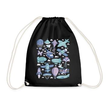 Aviation - Helicopter, Airplane, UFO - Drawstring Bag - black - Front