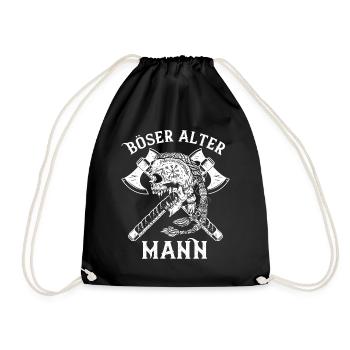 Böser alter Mann - Lustiger Wikinger Spruch - Turnbeutel - Schwarz - Vorne