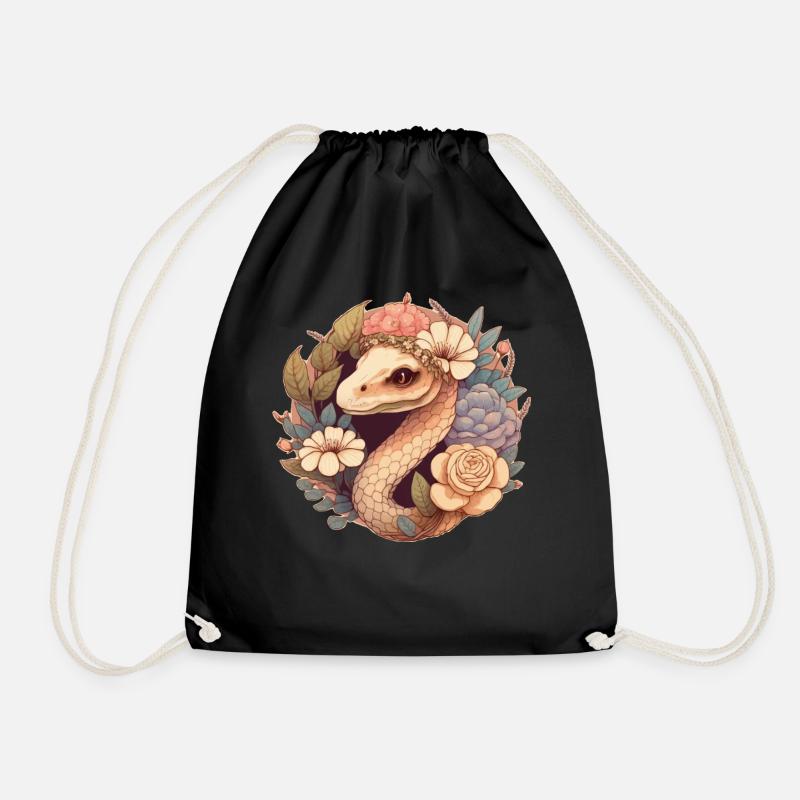 Cute Cottagecore Snake Serpent Goblincore Aestheti - Turnbeutel - Schwarz