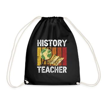 History teacher, teacher, history, historian - Drawstring Bag - black - Front