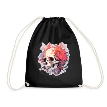 Crâne Crâne Fleurs Crânes - Sac de sport léger - noir - Devant