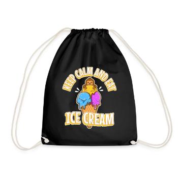 Keep calm and eat ice cream - Drawstring Bag - black - Front
