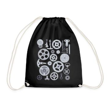 Clock Individual Parts Clock Parts Gear Mechanics Movement - Drawstring Bag - black - Front