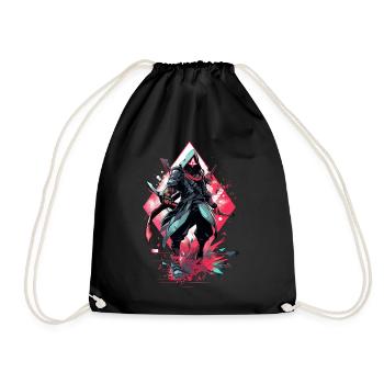 Epic Gamer Cyber Assassin in Red with Shard - Drawstring Bag - black - Front