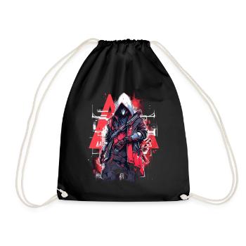 Epic Gamer Cyber Assassin Punk Street Art - Drawstring Bag - black - Front