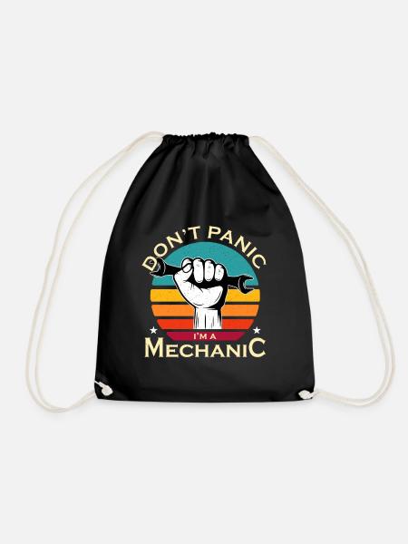 Don´t Panic i´m a mechanic, cool funny Funshirt - Turnbeutel - Schwarz