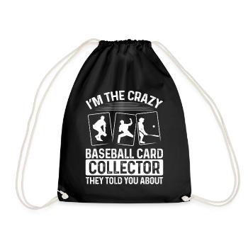 Funny Baseball Card Design - Drawstring Bag - black - Front