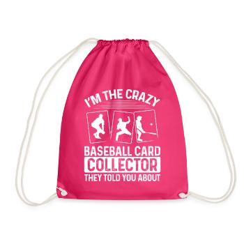 Funny Baseball Card Design - Drawstring Bag - fuchsia - Front