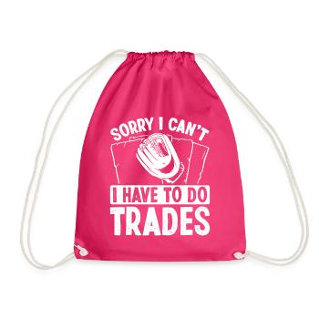 Funny Baseball Card Design - Drawstring Bag - fuchsia - Front
