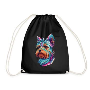 Dog Yorkshire Terrier Dogs Art Pet Yorkie - Drawstring Bag - black - Front