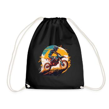Motocross Motorcycle Bike Motorsport Biker Freestyle - Drawstring Bag - black - Front