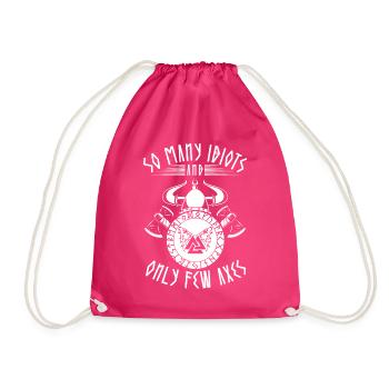 Funny Viking saying: Few axes, many idiots - Drawstring Bag - fuchsia - Front