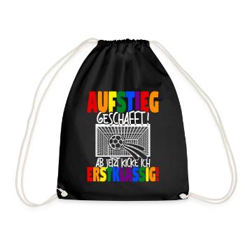 Einschulung Schulkind Fußball Schulanfang Geschenk - Turnbeutel - Schwarz - Vorne