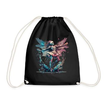 Watercolor Skeleton Fairy Gothic Fairycore Grunge - Drawstring Bag - black - Front
