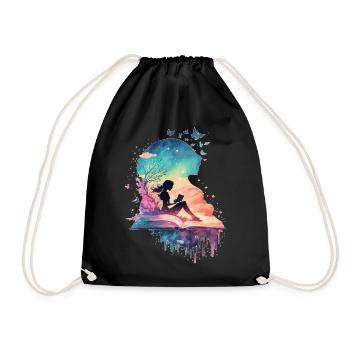 Celestial Fairy Reading Book Fantasy Novel Book Lo - Drawstring Bag - black - Front
