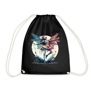 Watercolor Skeleton Fairy Gothic Fairycore Grunge - Drawstring Bag - black - Front