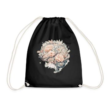 Brain Flower Neuro Science Floral Neurologist Ment - Drawstring Bag - black - Front