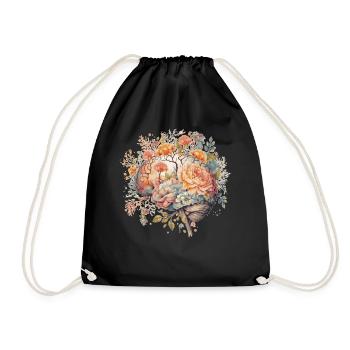 Brain Neuroscience Neurologist Spring Flower Menta - Drawstring Bag - black - Front