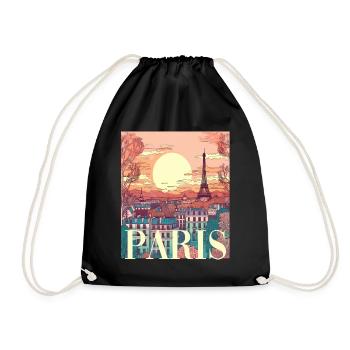 Paris Eiffelturm Bonjour Souvenirs - Turnbeutel - Schwarz - Vorne