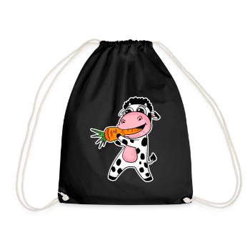 La vache mange la carotte - Sac de sport léger - noir - Devant
