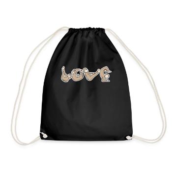 Affe LOVE Yoga - Turnbeutel - Schwarz - Vorne