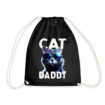 Cat Daddy Cats Father Cat Dad Dad Father's Day Cat - Drawstring Bag - black - Front