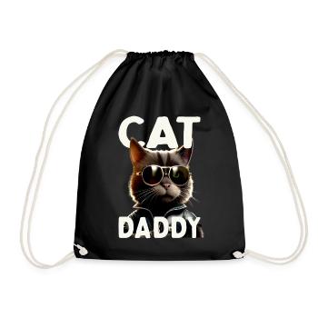 Cat Daddy Cats Father Cat Dad Dad Father's Day Cat - Drawstring Bag - black - Front