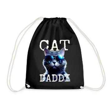 Cat Daddy Cats Father Cat Dad Dad Father's Day Cat - Drawstring Bag - black - Front
