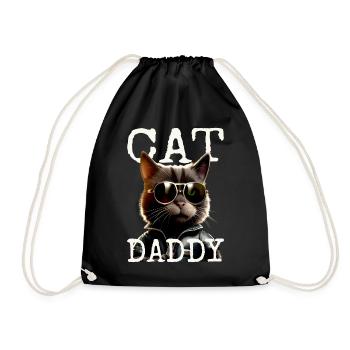 Cat Daddy Cats Father Cat Dad Dad Father's Day Cat - Drawstring Bag - black - Front