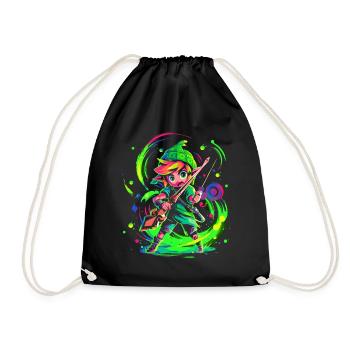Cool design, legendary forest boy while gaming - Drawstring Bag - black - Front