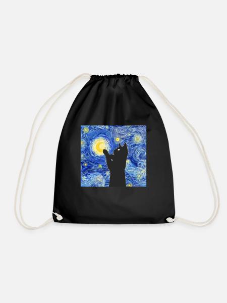 Van Gogh Painting Black Cat - Turnbeutel - Schwarz